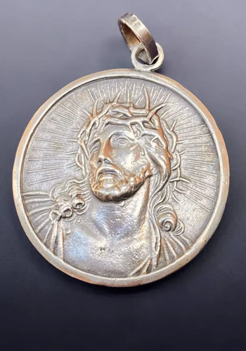 Medalla Cristo En Plata Sellada Grande 17,25 G Plateado, foto 3