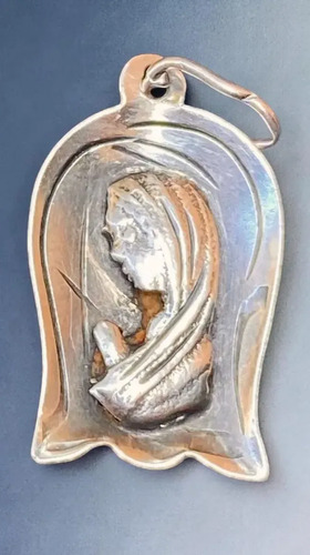 Medalla Virgen En Oración Plata Sellada 11 G Plateado, foto 2