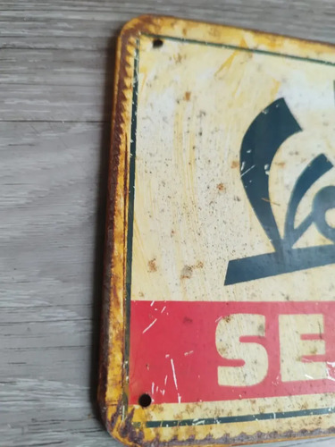 Cartel Vespa Service Piaggio Chapa Vintage Blanco, foto 4