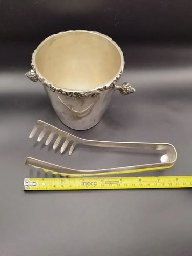 Hielera Y Pinza Avilan 1950s Plaqué Cobre Vintage Uruguay Plateado, foto 5