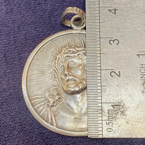 Medalla Cristo En Plata Sellada Grande 17,25 G Plateado, foto 6