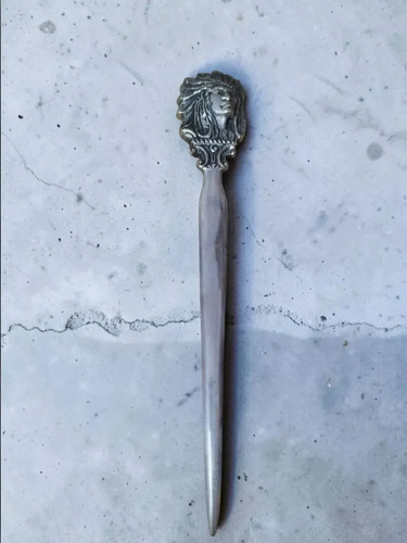 Set Escritorio Plata 900 Abrecartas Pisapapeles Jefe Indio, foto 6