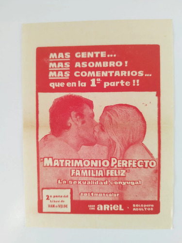 Volante Cine Antiguo Matrimonio Perfecto Gran Cine Ariel Uru