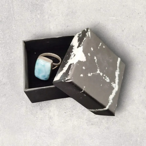 Anillo Plata 925 Con Piedra Larimar Rectangular | Elegancia Celeste 20, foto 4