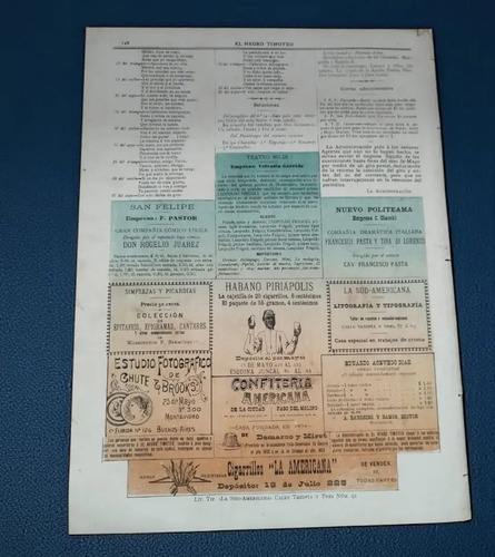 Revista El Negro Timoteo N°16 Montevideo 1895, foto 2