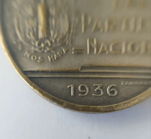 Medalla Plata Partido Nacional Oribe 1836 1936, foto 3