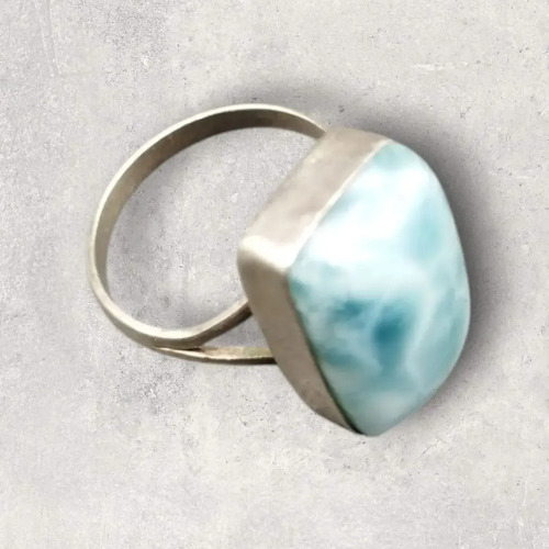 Anillo Plata 925 Con Piedra Larimar Rectangular | Elegancia Celeste 20, foto 2