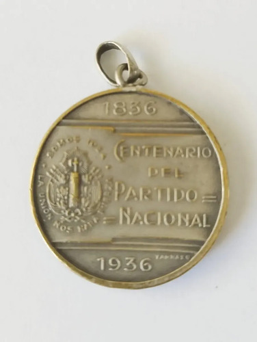 Medalla Plata Partido Nacional Oribe 1836 1936, foto 2
