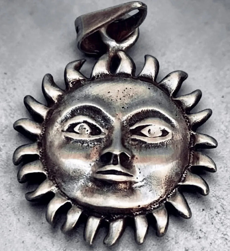 Dije Sol Plata 925 Grande 2,8 Cm 6 Gramos Plateado
